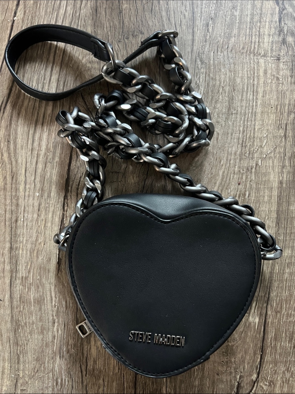Steve Madden Black Heart Crossbody with Chain Strap
